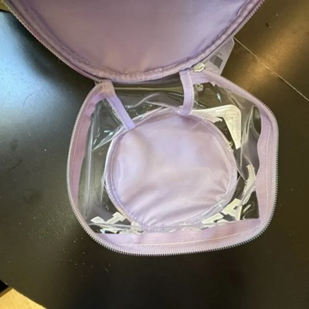 Girls travel train case orchid purple make-up bag clear chenille Ms Gwen OMG